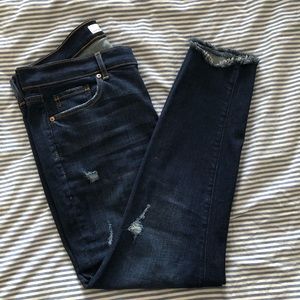 Loft dissressed chewed hem jeans